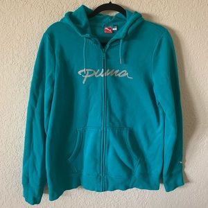 PUMA | Extra Large Zip Up Teal Hoodie